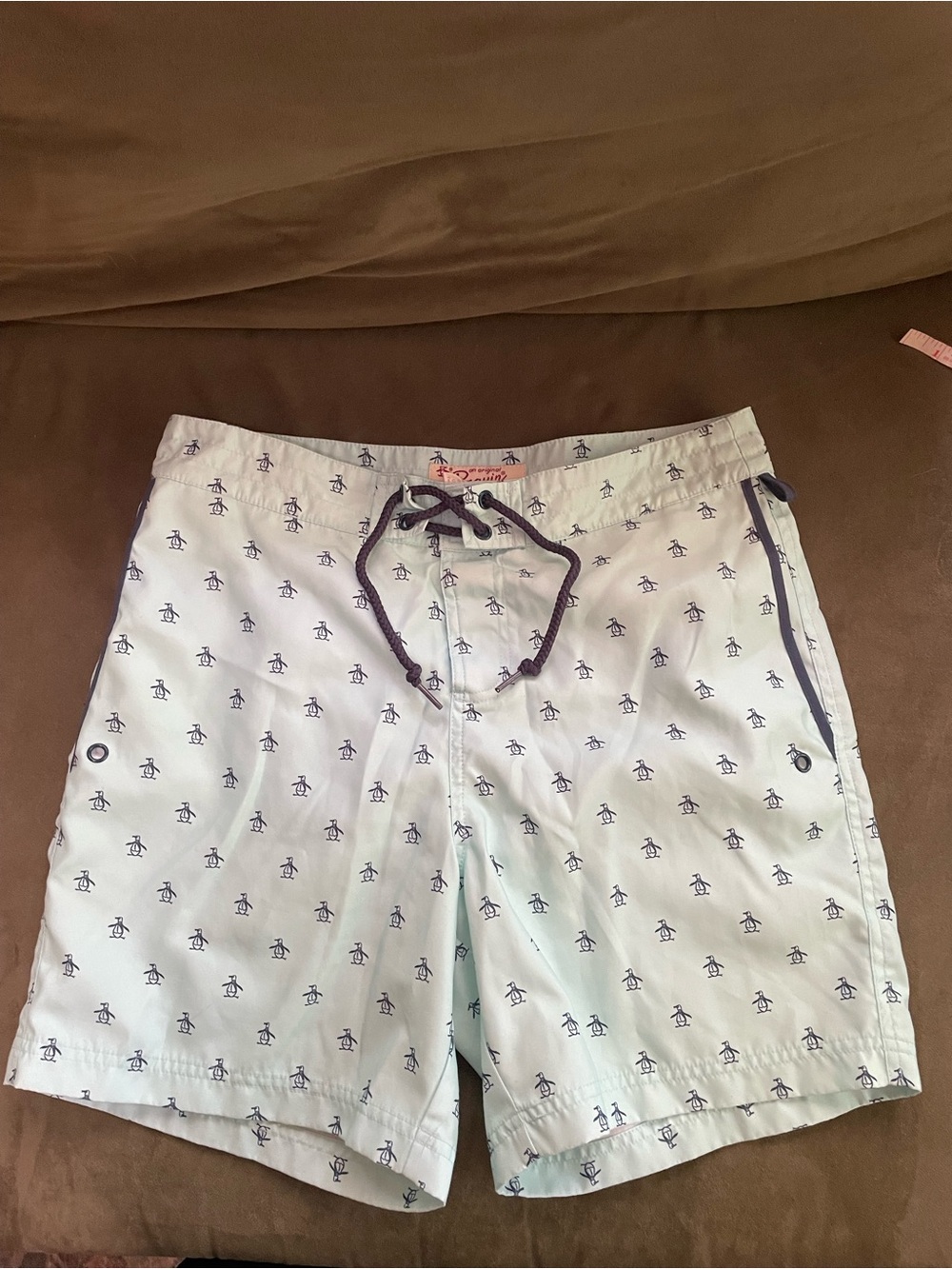 Original Penguin Men’s Swim Shorts Light Blue/Navy Size 30
